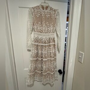 This is a Ivy City Co It is tan lining with white lace, in a size xx small.